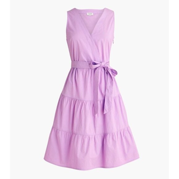 New J. Crew Size 10 Faux-Wrap Sleeveless Mini Dress Purple *Stain* - Picture 1 of 12
